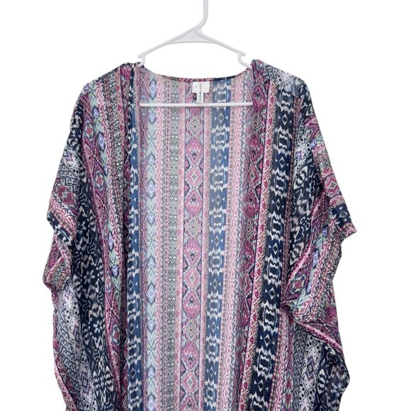 Lucky Brand Womens Sheer Kimono Cardigan W/ Tassels Multicolor Small Polyester - Picture 2 of 11